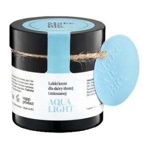 lekki krem do cery tłustej z hydrolatem z róży, naturalny krem do skóry mieszanej z olejkiem z drzewa herbacianego, matujący krem do twarzy Make Me Bio, krem wegański do pielęgnacji na dzień i noc, delikatny krem bez parabenów i silikonów