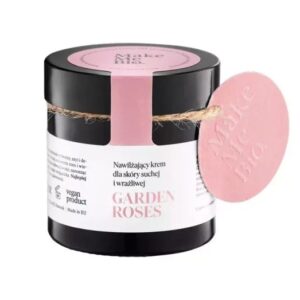 krem do cery wrażliwej, naturalny krem do twarzy suchej skóry, Make Me Bio Garden Roses, krem łagodzący bez parabenów, krem do skóry suchej i podrażnionej, naturalna pielęgnacja twarzy, krem z wodą różaną, krem na dzień i noc do skóry suchej