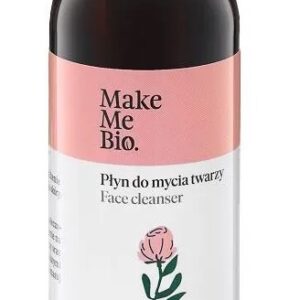 naturalny płyn do twarzy Make Me Bio z różanym zapachem, Garden Roses płyn do mycia twarzy z aloesem i olejkiem geraniowym, delikatny płyn oczyszczający do cery suchej i wrażliwej, wegański płyn do codziennej pielęgnacji twarzy, konsystencja płynu Make Me Bio Garden Roses
