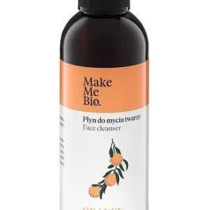 Make Me Bio Orange Energy płyn do mycia twarzy 200 ml, naturalny kosmetyk oczyszczający z hydrolatem z kwiatu pomarańczy, szklana butelka z pompką do codziennej pielęgnacji twarzy