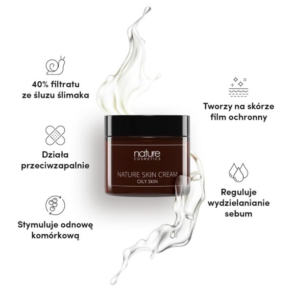 krem ze śluzem ślimaka do skóry tłustej i mieszanej, krem regulujący sebum, krem regenerujący Nature Skin, krem nawilżający do cery mieszanej, krem z filtratem śluzu ślimaka, krem Nature Skin twarz i szyja