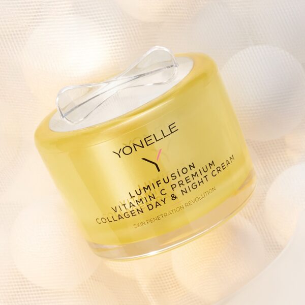 Vitamin C collagen day & night Cream Yonelle LUMIFUSÍON krem kolagenowy dzień noc witamina C, Yonelle krem na dzień i noc, krem regenerujący skórę dojrzałą, krem rozświetlający z witaminą C, luksusowy krem na przebarwienia