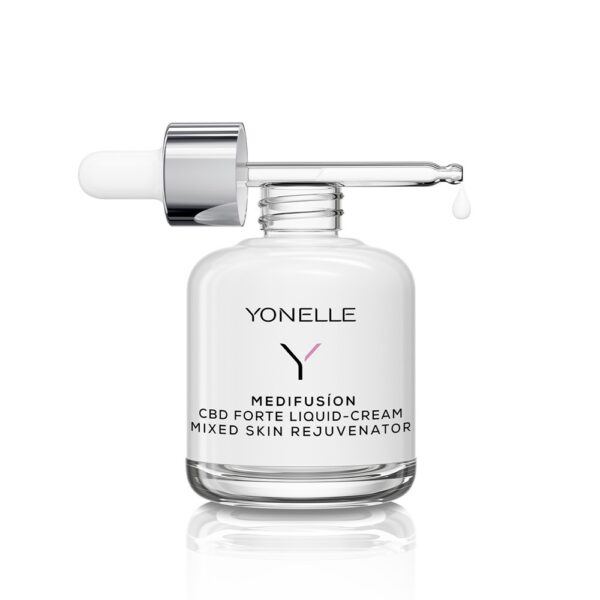 Yonelle Medifusion płynny krem CBD, krem odmładzający cera mieszana, CBD Forte Yonelle mokry krem, regenerujący krem z konopi, krem kontrolujący sebum, krem redukujący pory
