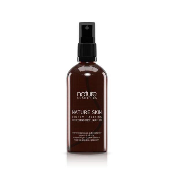 płyn micelarny ze śluzem ślimaka Nature Skin, micel oczyszczający do twarzy, płyn do demakijażu i nawilżenia, micel regenerujący skórę, płyn Nature Skin twarz i szyja, delikatny płyn micelarny do skóry wrażliwej