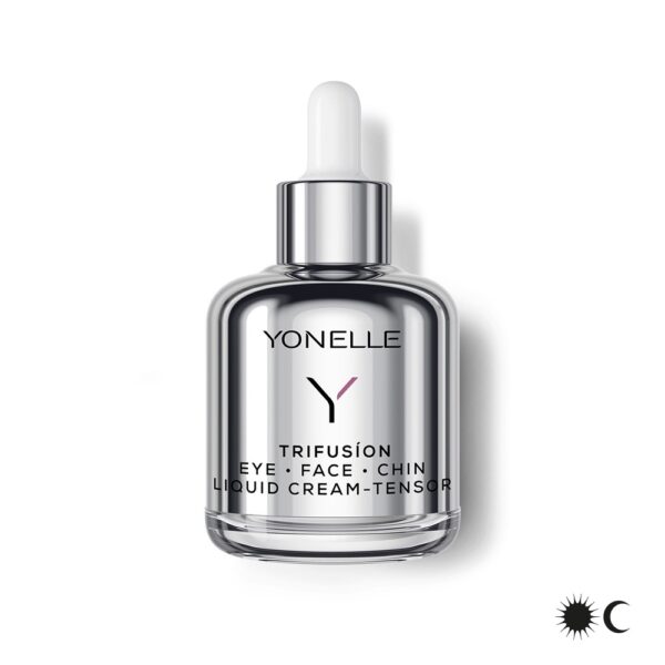 Yonelle Trifusion krem napinacz, płynny krem tensor Yonelle, lifting skóry twarzy i podbródka, krem pod oczy i na twarz Yonelle, krem ujędrniający do skóry dojrzałej, krem anti-aging tensor, krem pod oczy przeciw zmarszczkom, krem napinający bezinwazyjny